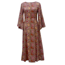 Butterfly Sleeves, Midi Dress, Block Printed Sundress in Flame Red