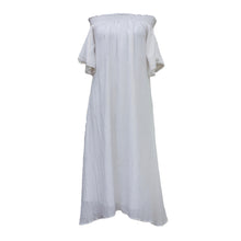 Silk/ Cotton Midi Length Off Shoulder Fae White Sundress